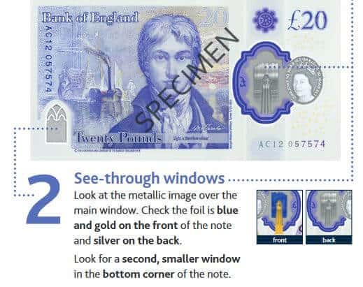 Security features on the new £20 note